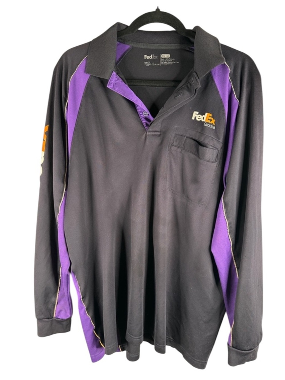 FedEx Black Purple Long Sleeve Employee Work Shirt Men's‎ Size XL